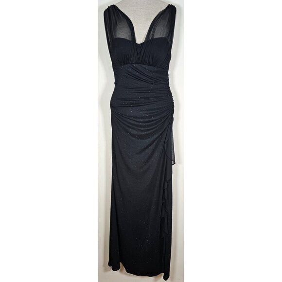 Betsy & Adam by Linda Bernell Size 6 - Black Stretch Sparkle Formal Prom Dress - Picture 1 of 9